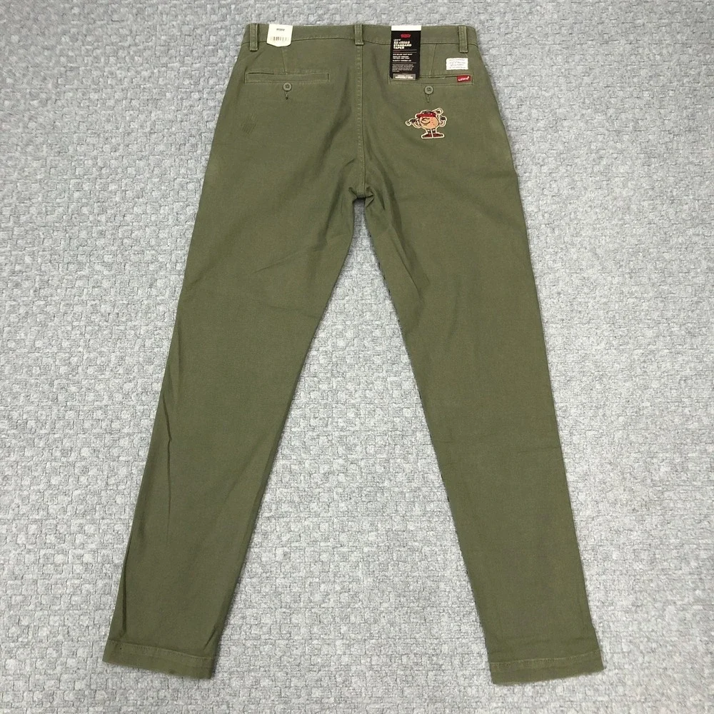 Levis XX Chino Pants Mens 31x32 Green Standard Taper Chicago Patch Stretch New